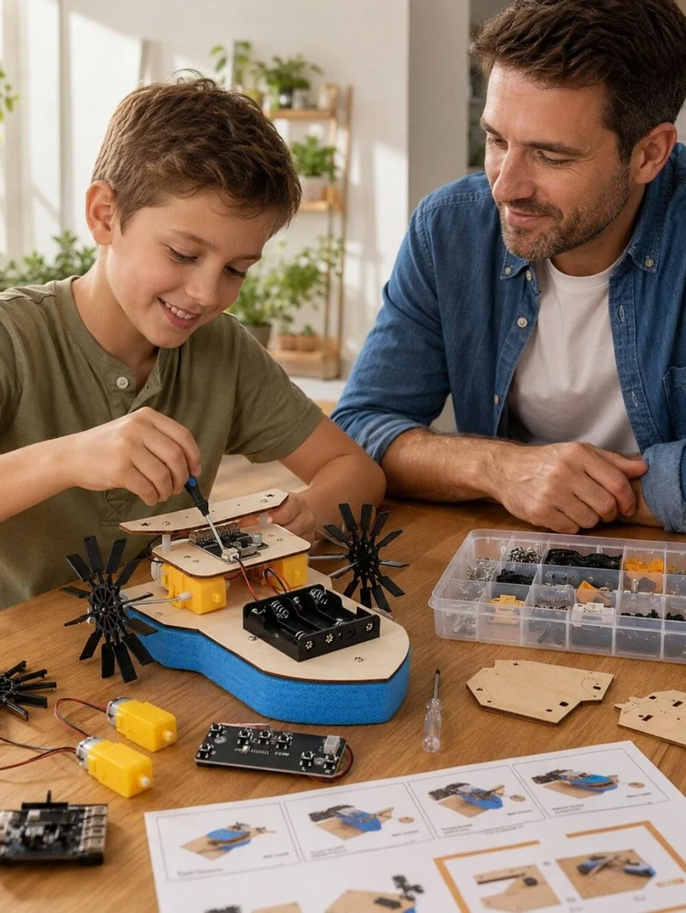 Kids RC Paddle-Wheel Boat STEM Building Kit Ages 8–12